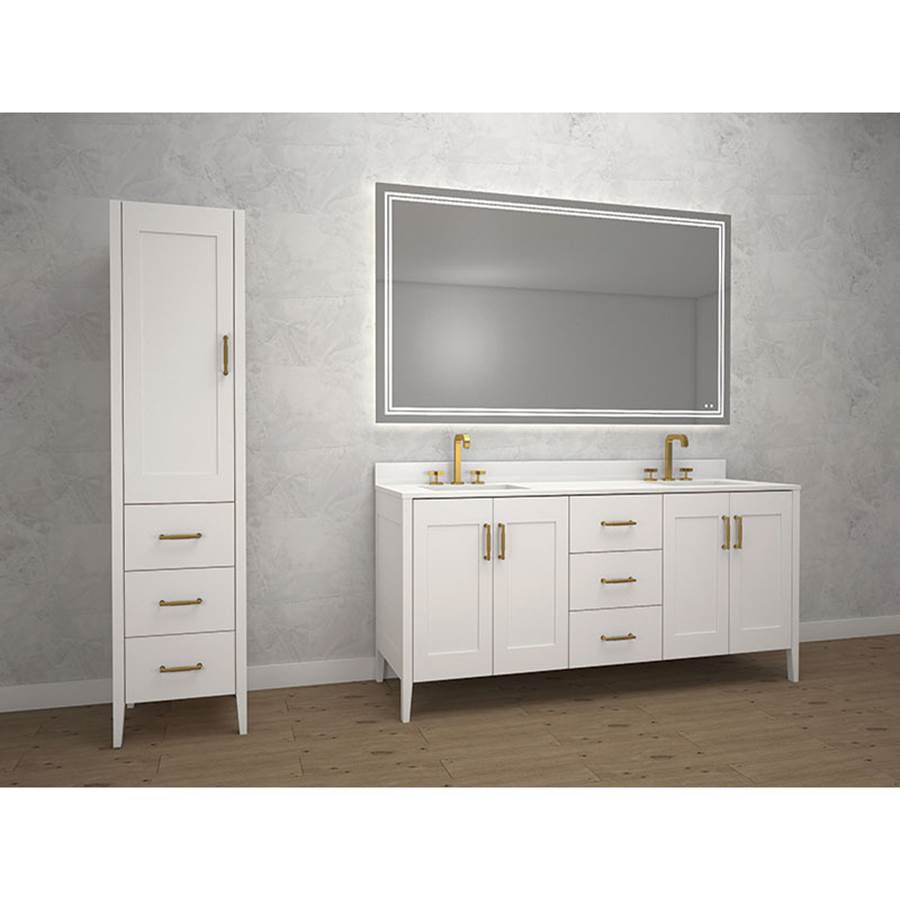 Madeli 18''W Encore Linen Cabinet, White. Free Standing, Left Hinged Door, Polished Chrome Handles (X4), 18'' X 18'' X 76''