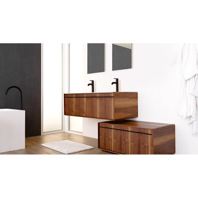 WETSTYLE Deco Vanity Freestanding 24'' - Wl Config Oak Coffee Bean And White Matte Lacquer - Satin Brass Metal